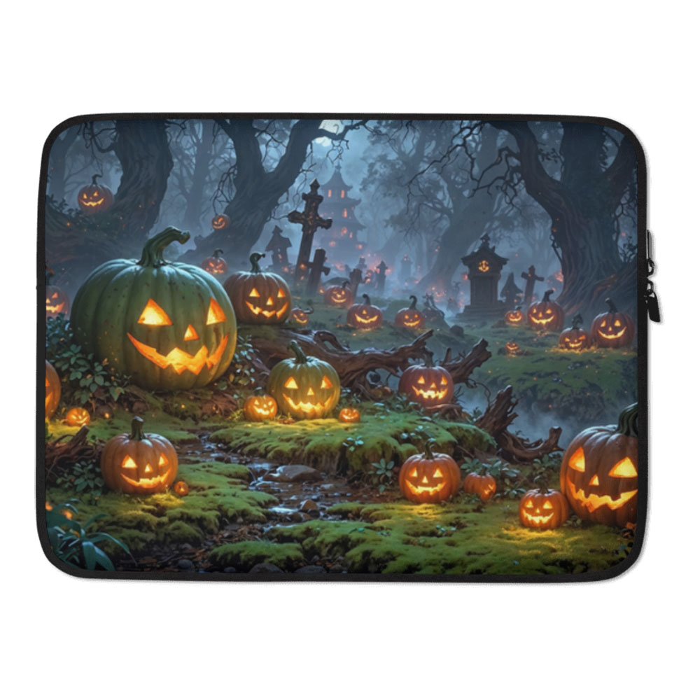 Halloween Cartoon padded zipper water resistant Laptop Sleeve
