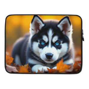 Husky Funny Cartoon padded zipper water resistant Laptop Sleeve